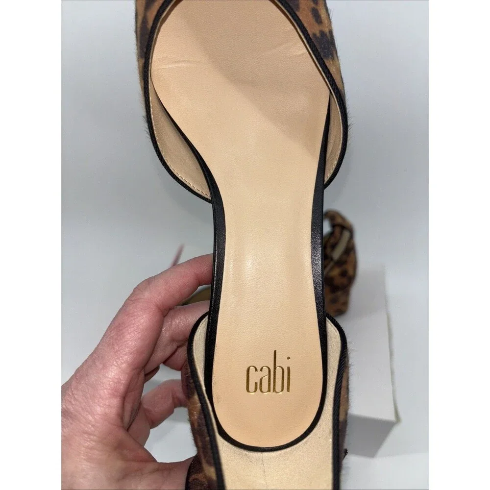 Cabi Kiki Leopard Animal Print Ankle Strap Brown Black 6015 Block Heel Size 8